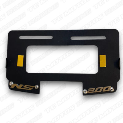 PORTA PLACA ACERO NEGRO PULSAR 200 NS TRAGA LUZ 3D